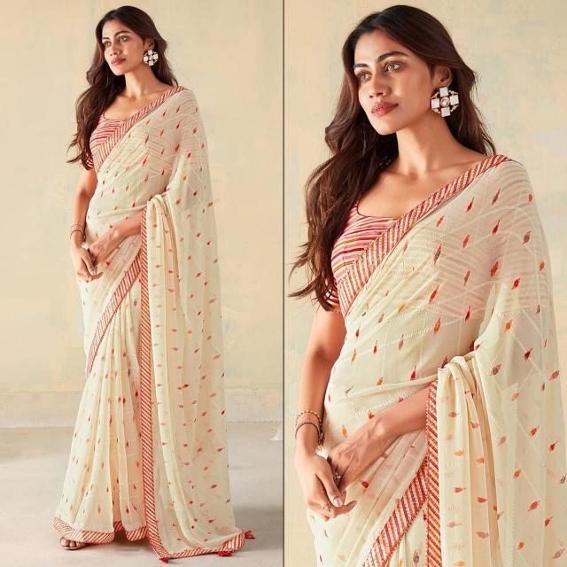 Dazira Bright Cheks Georgette Silk catalog india beautiful saree women