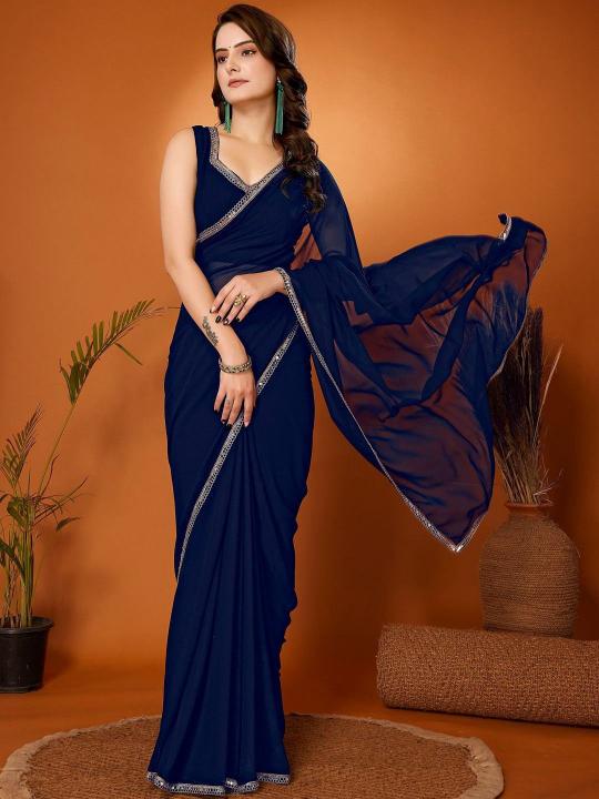 Dazira Georgette Saree With Lace Work Vol 1 catalog fab india mirror work saree