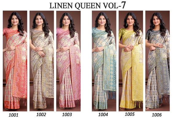 Dazira Linen Queen vol 7 Catalog linen saree manufacturers in surat 