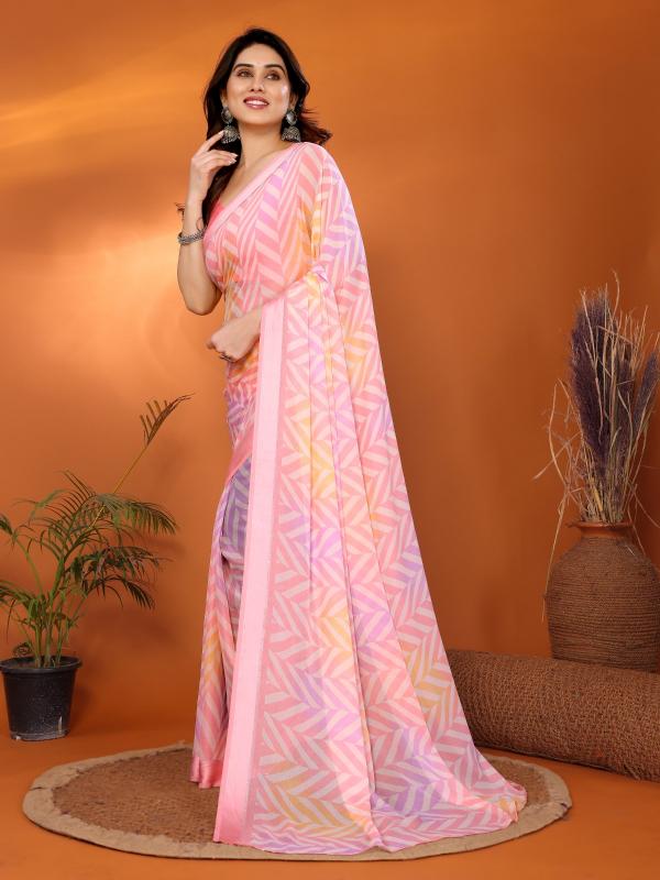 Dazira Soft Satin Patta catalog pink saree online india