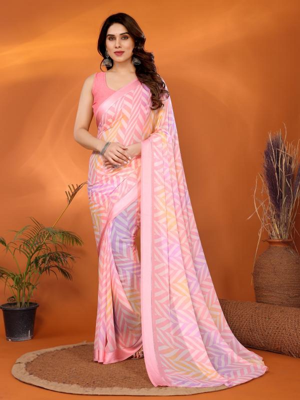 Dazira Soft Satin Patta catalog pink saree online india