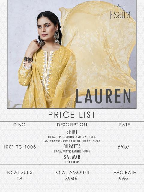 Esaira Lauren Catalog dress material wholesalers in ulhasnagar 