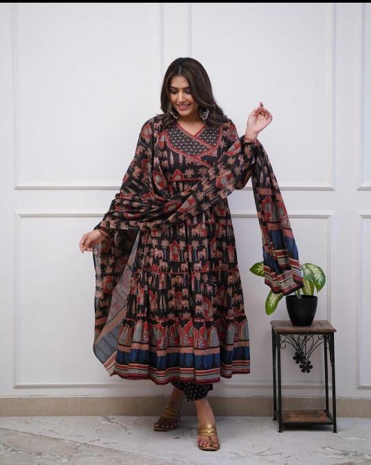 Felocity Cotton catalog black anarkali kurti online india