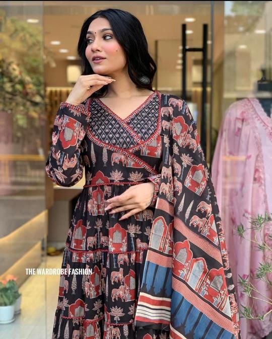 Felocity Cotton catalog black anarkali kurti online india