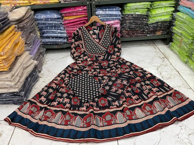 Felocity Cotton catalog black anarkali kurti online india