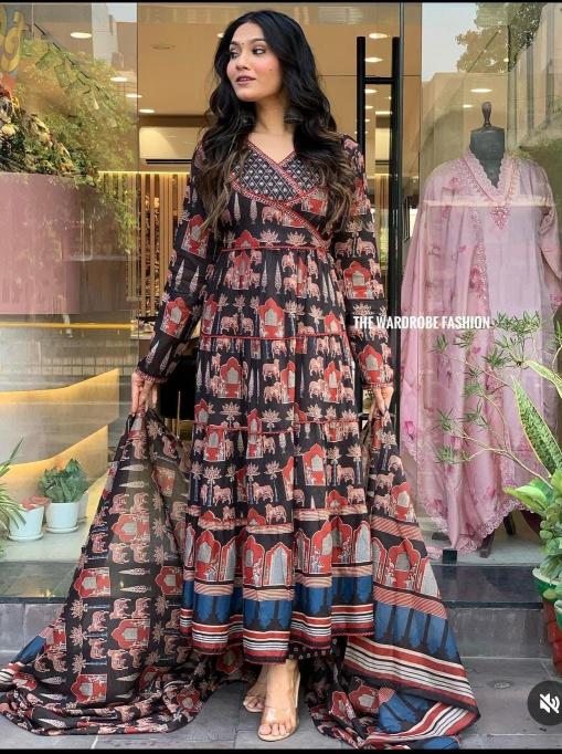 Felocity Cotton catalog black anarkali kurti online india