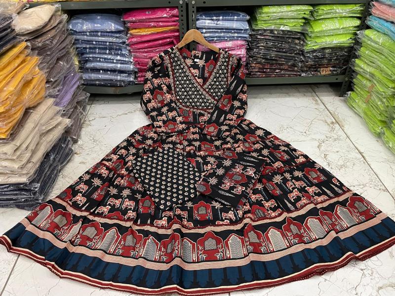 Felocity Cotton catalog black anarkali kurti online india