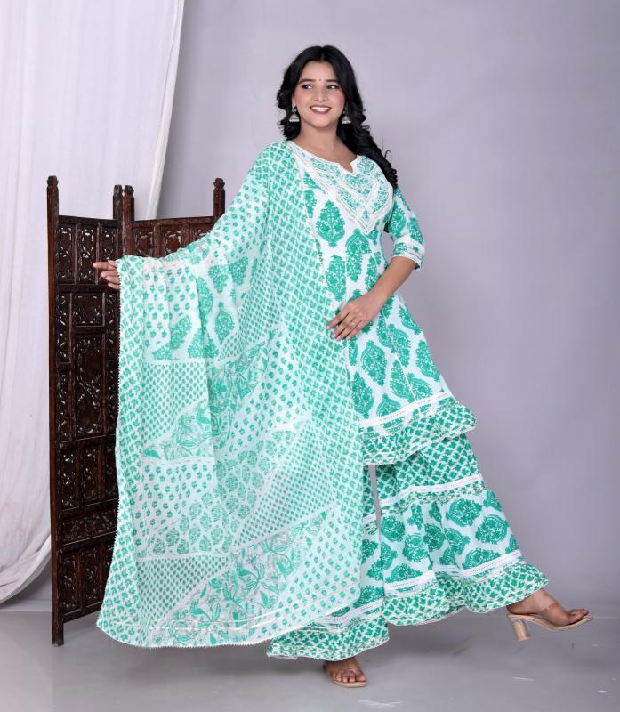 Felocity Cotton Peplam Sharara catalog embroidered cotton kurtis manufacturers india