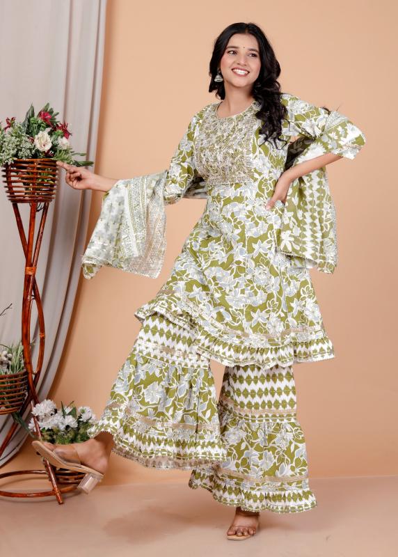 Felocity Cotton Peplam Sharara catalog embroidered cotton kurtis manufacturers india
