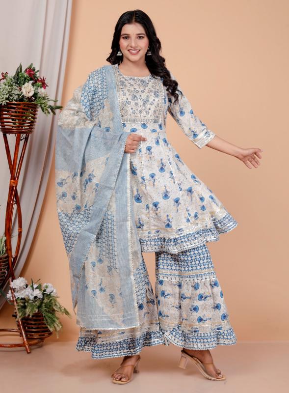 Felocity Cotton Peplam Sharara catalog embroidered cotton kurtis manufacturers india