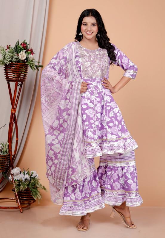Felocity Cotton Peplam Sharara catalog embroidered cotton kurtis manufacturers india