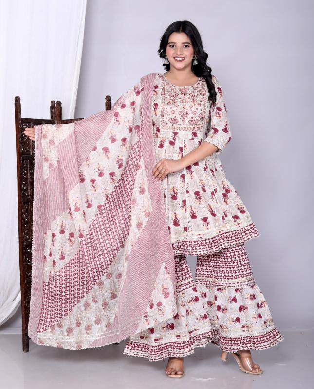 Felocity Cotton Peplam Sharara catalog embroidered cotton kurtis manufacturers india
