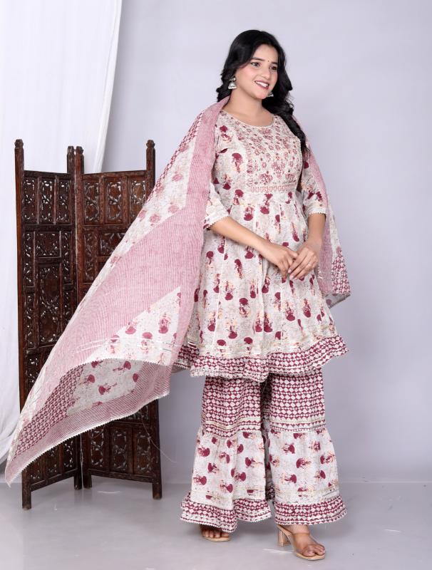 Felocity Cotton Peplam Sharara catalog embroidered cotton kurtis manufacturers india