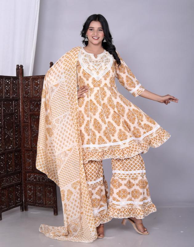 Felocity Cotton Peplam Sharara catalog embroidered cotton kurtis manufacturers india
