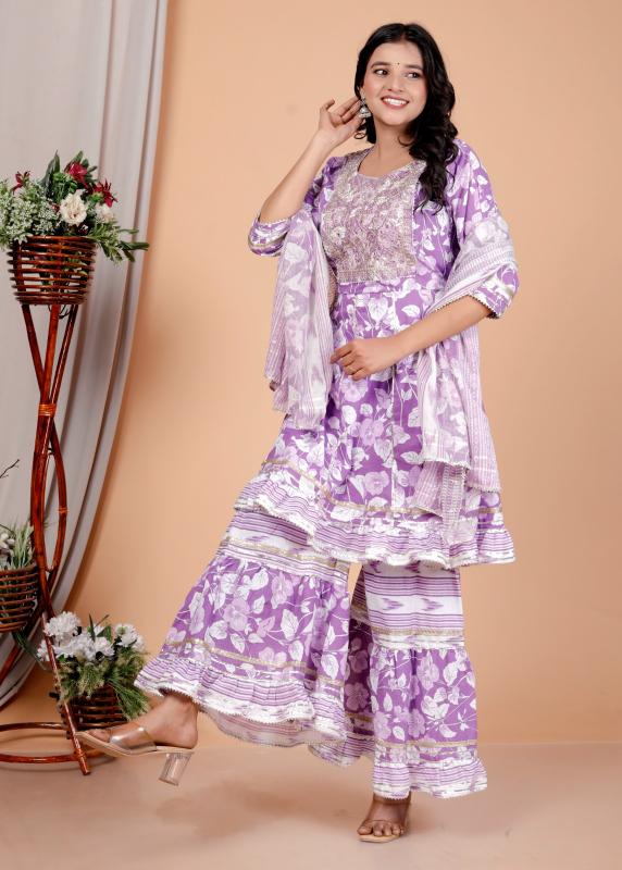 Felocity Cotton Peplam Sharara catalog embroidered cotton kurtis manufacturers india