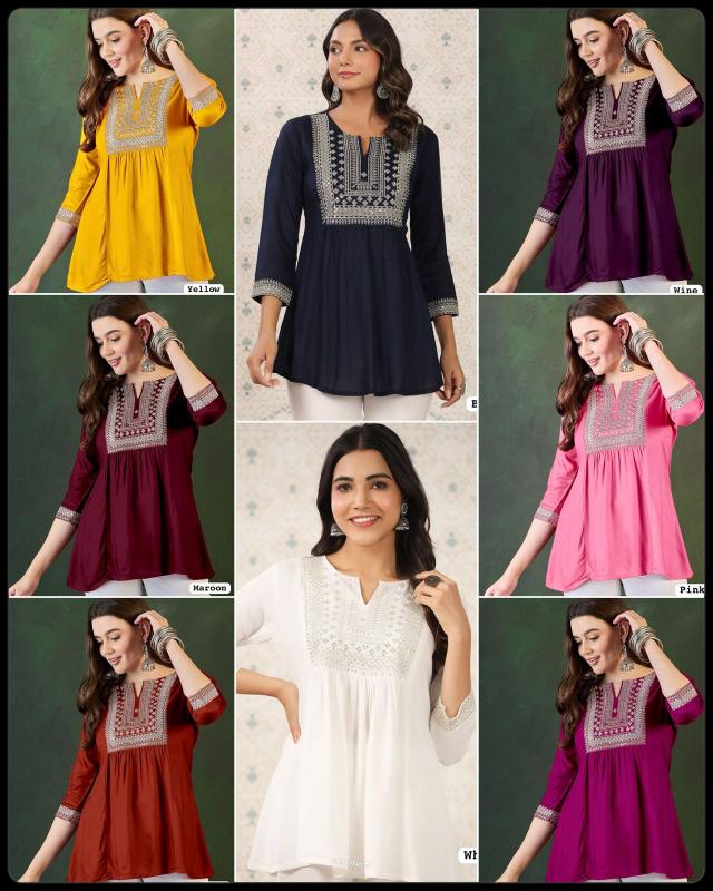 Felocity Heavy Rayon vol 2 catalog buy white short kurtis online india