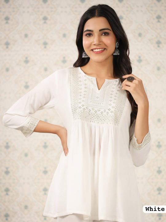 Felocity Heavy Rayon vol 2 catalog buy white short kurtis online india