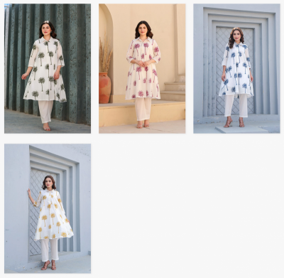 Felocity Tanyaa P 170 Catalog cotton fabric white colour kurti in india online