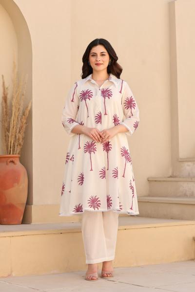 Felocity Tanyaa P 170 Catalog cotton fabric white colour kurti in india online