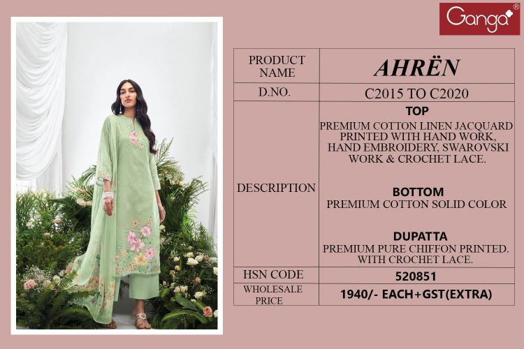 Ganga Ahren catalog party wear salwar kameez wholesale