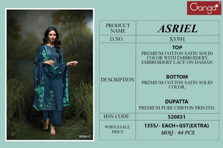 Ganga Asriel 3391 catalog cotton salwar kameez wholesaler