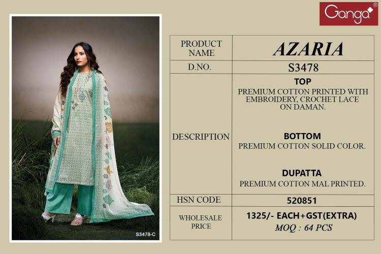 Ganga Azaria 3478 catalog wholesale salwar kameez in usa