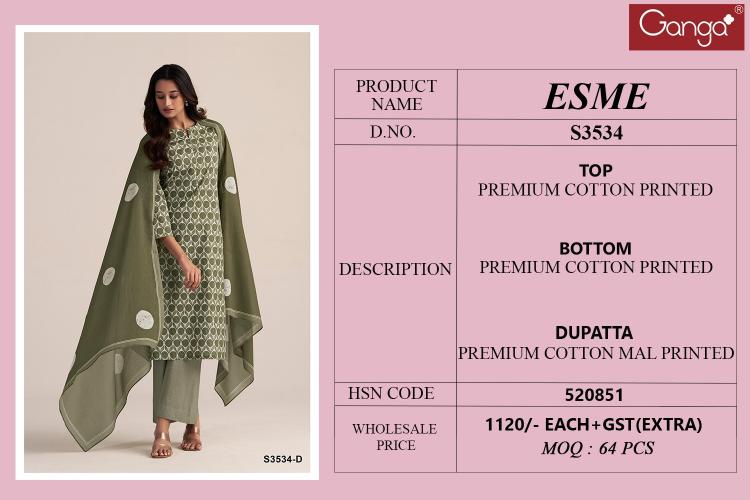 Ganga Esme 3534 catalog designer salwar kameez wholesalers india