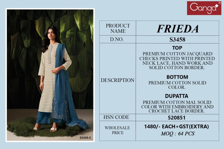 Ganga Frieda 3458 catalog indian salwar kameez wholesale