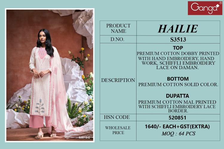 Ganga Hailie 3513 catalog salwar kameez wholesaler