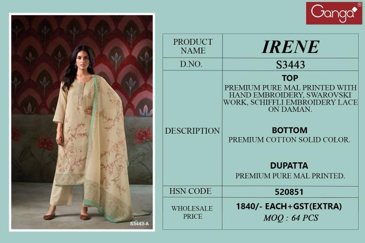 Ganga Irene 3443 catalog wholesale salwar kameez
