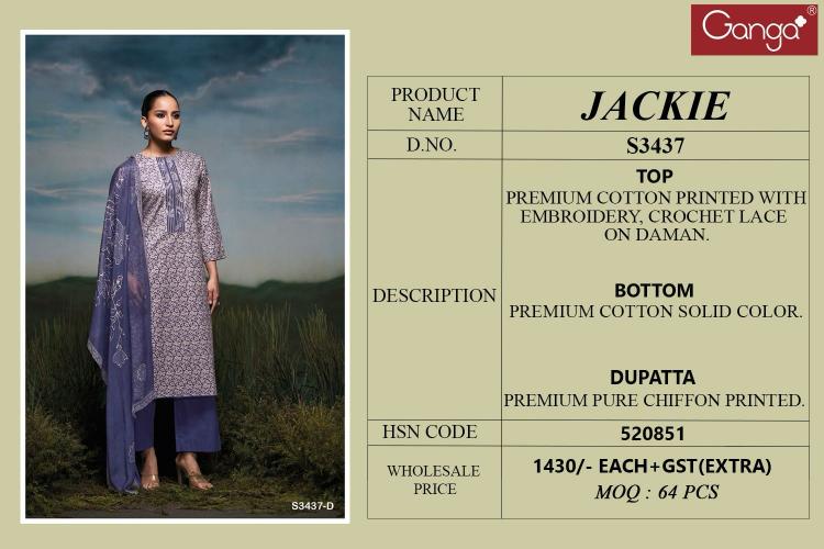 Ganga Jackie 3437 catalog indian salwar kameez wholesale uk