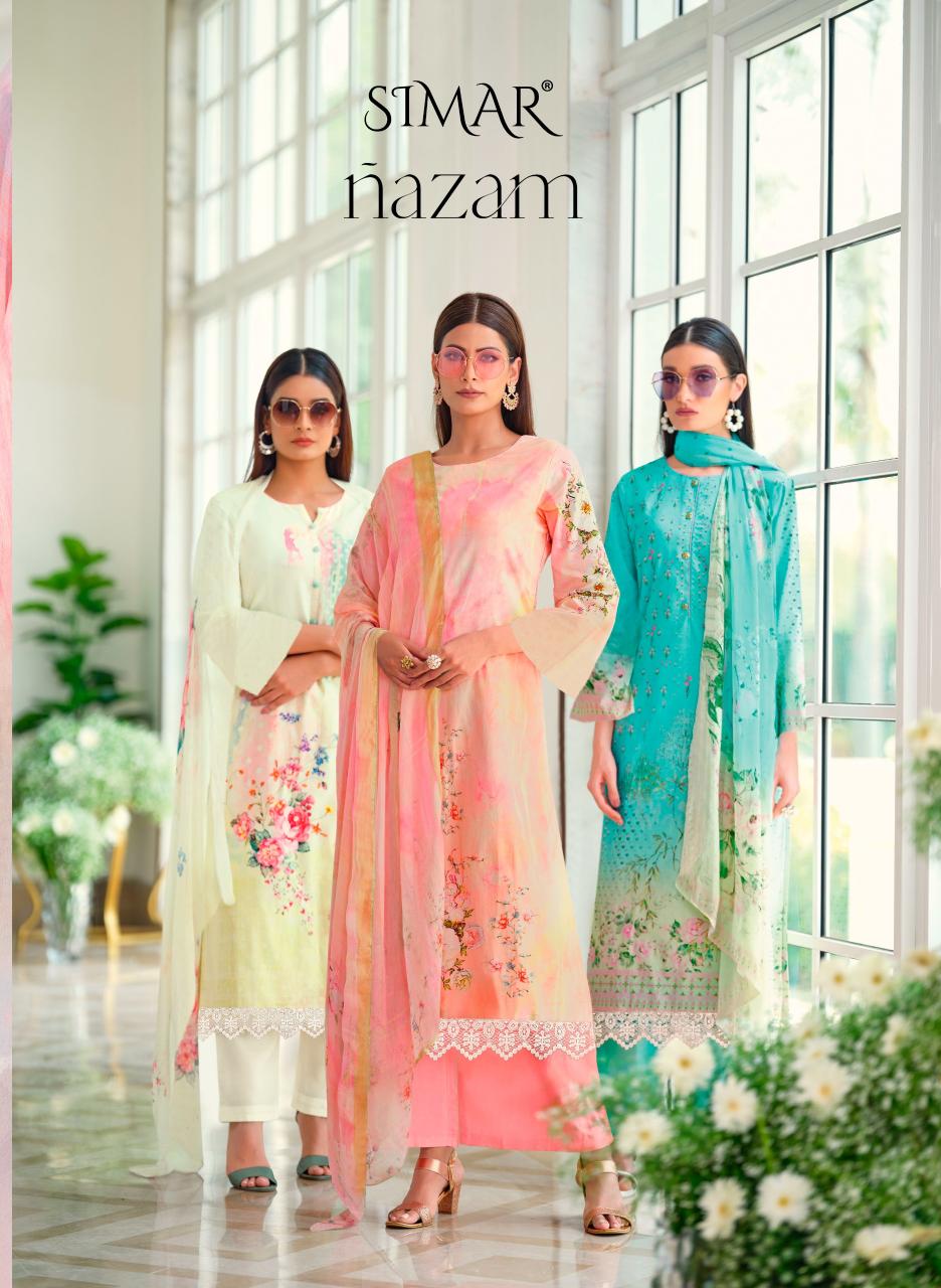 Glossy Simar Nazam Catalog cotton salwar kameez wholesale