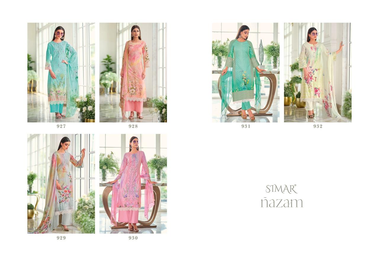 Glossy Simar Nazam Catalog cotton salwar kameez wholesale
