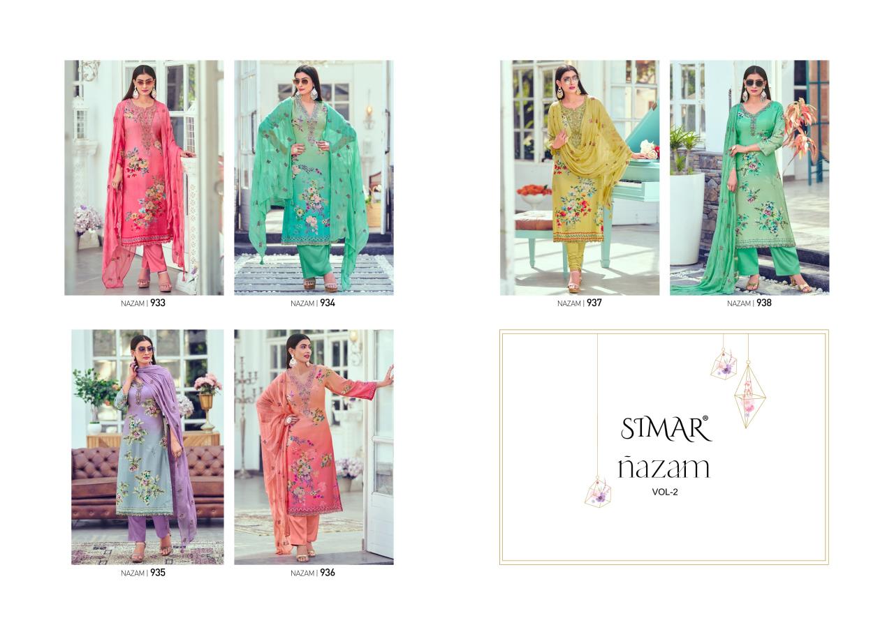 Glossy Simar Nazam Vol 2 catalog unstitched salwar kameez wholesale pakistan