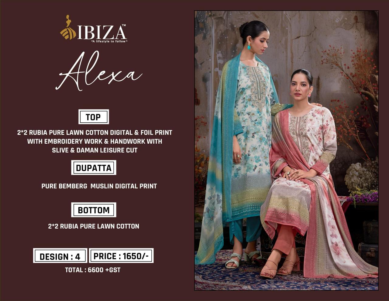 Ibiza Alexa catalog unstitched salwar kameez wholesale pakistan