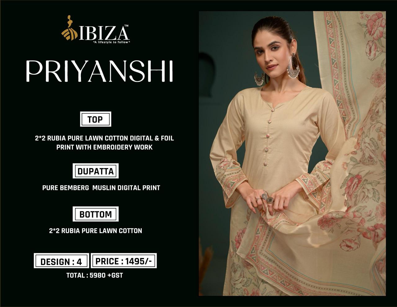 Ibiza Priyanshi Catalog unstitched salwar kameez wholesalers