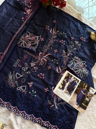 Johra Tex 168 catalog royal blue pakistani suit