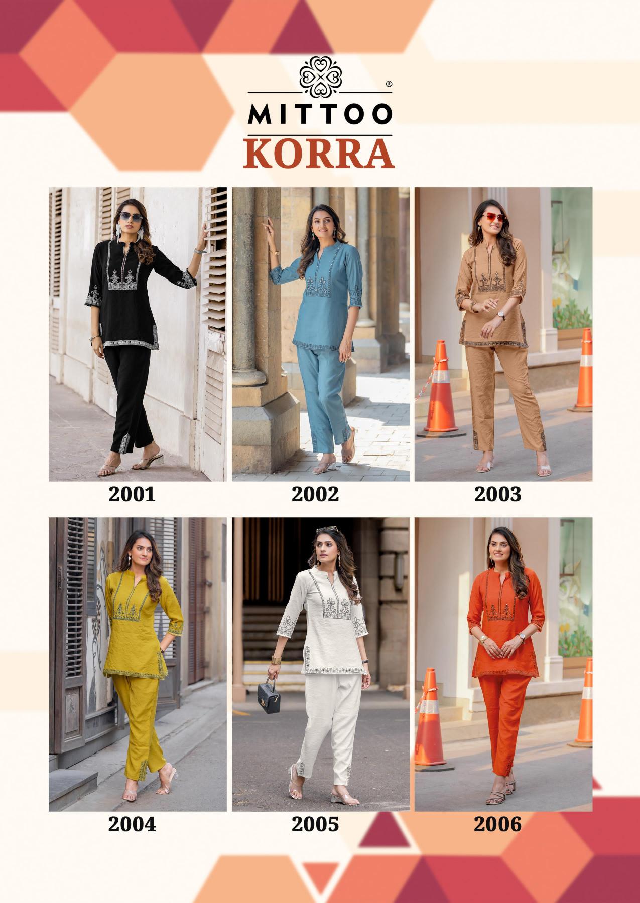 Mittoo Korra catalog co ord set wholesale