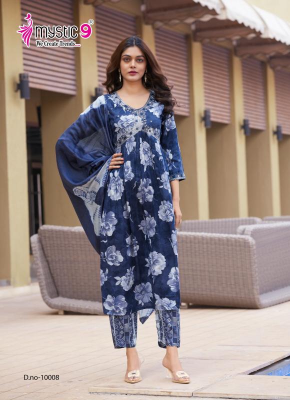 Mystic9 Pooja Vol-10 – Aliya Cut Kurti With Pant And Dupatta - Wholesale Catalog