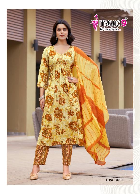 Mystic9 Pooja Vol-10 – Aliya Cut Kurti With Pant And Dupatta - Wholesale Catalog
