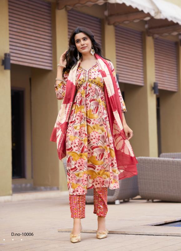 Mystic9 Pooja Vol-10 – Aliya Cut Kurti With Pant And Dupatta - Wholesale Catalog
