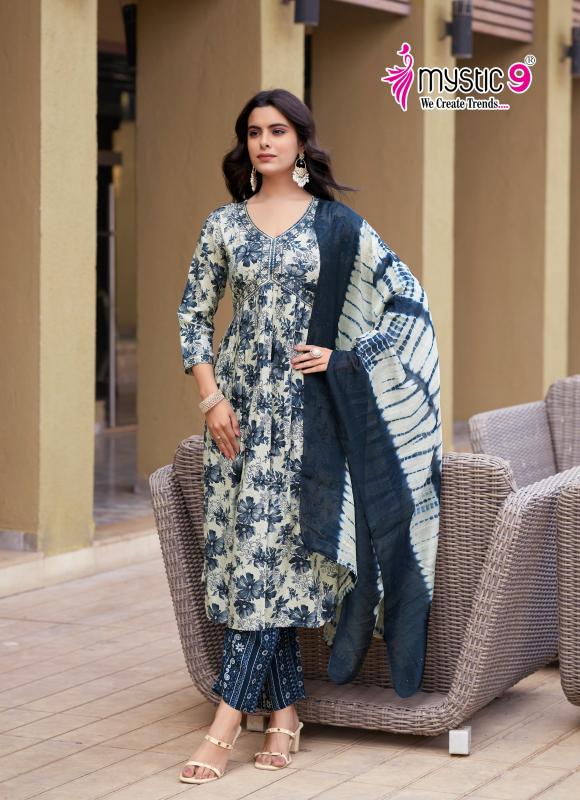 Mystic9 Pooja Vol-10 – Aliya Cut Kurti With Pant And Dupatta - Wholesale Catalog