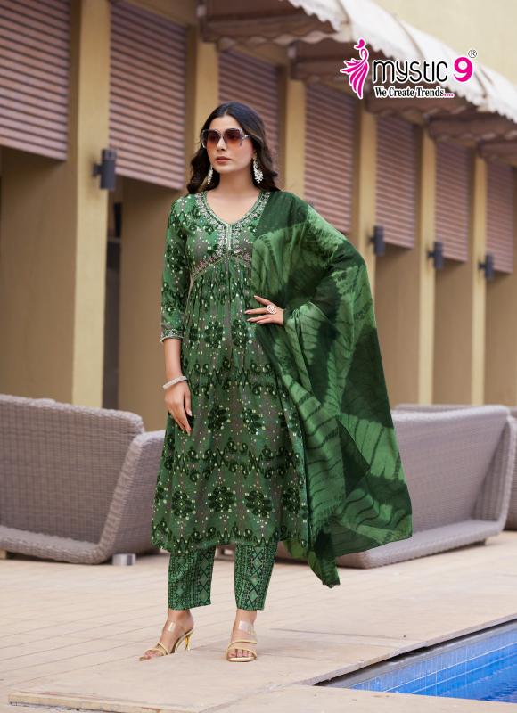 Mystic9 Pooja Vol-10 – Aliya Cut Kurti With Pant And Dupatta - Wholesale Catalog