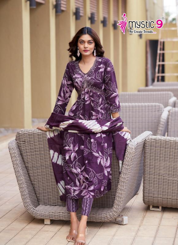 Mystic9 Pooja Vol-10 – Aliya Cut Kurti With Pant And Dupatta - Wholesale Catalog