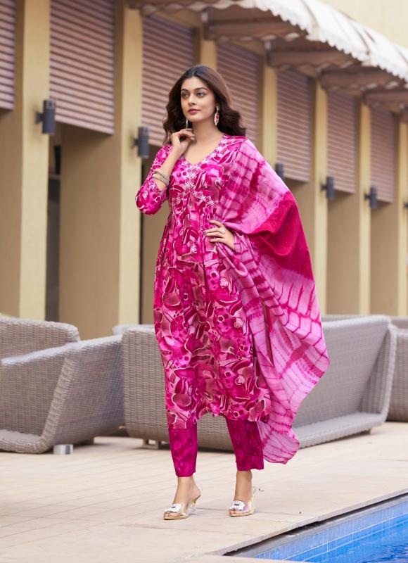 Mystic9 Pooja Vol-10 – Aliya Cut Kurti With Pant And Dupatta - Wholesale Catalog