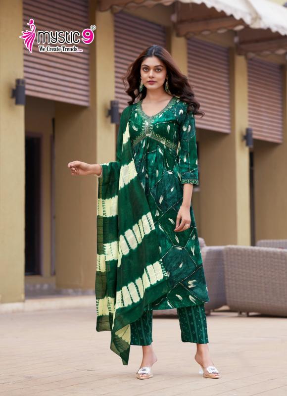 Mystic9 Pooja Vol-10 – Aliya Cut Kurti With Pant And Dupatta - Wholesale Catalog