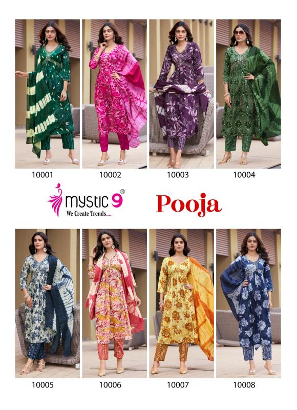 Mystic9 Pooja Vol-10 – Aliya Cut Kurti With Pant And Dupatta - Wholesale Catalog