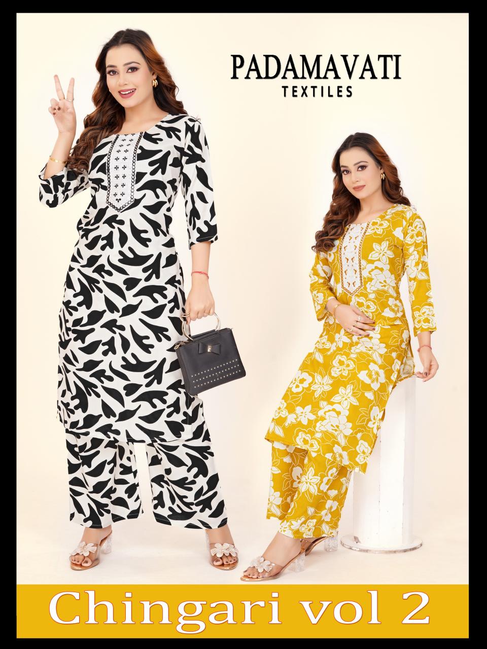 Padmavati Chingari Vol 2 catalog rayon print co ord set