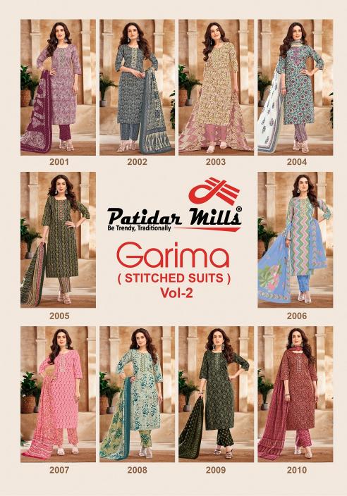 Patidar Garima Vol-2 – Kurti Pant With Dupatta - Wholesale Catalog