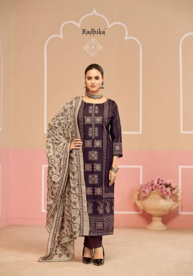 Radhika Azara Black Cherry catalog rajasthani dress material wholesale 